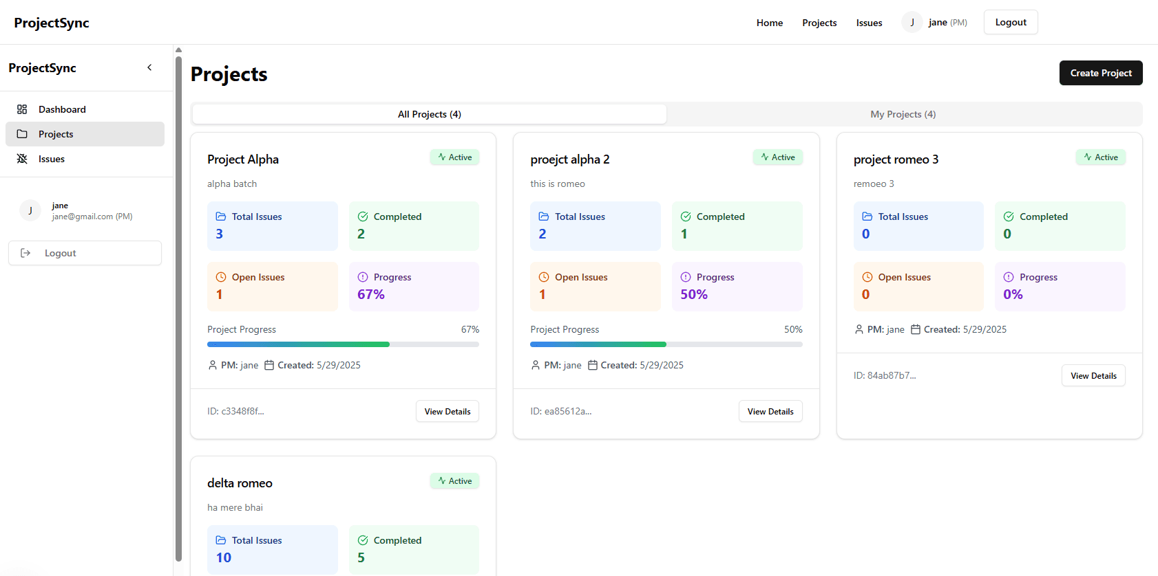 ProjectSync - Project and Issue Management Tool